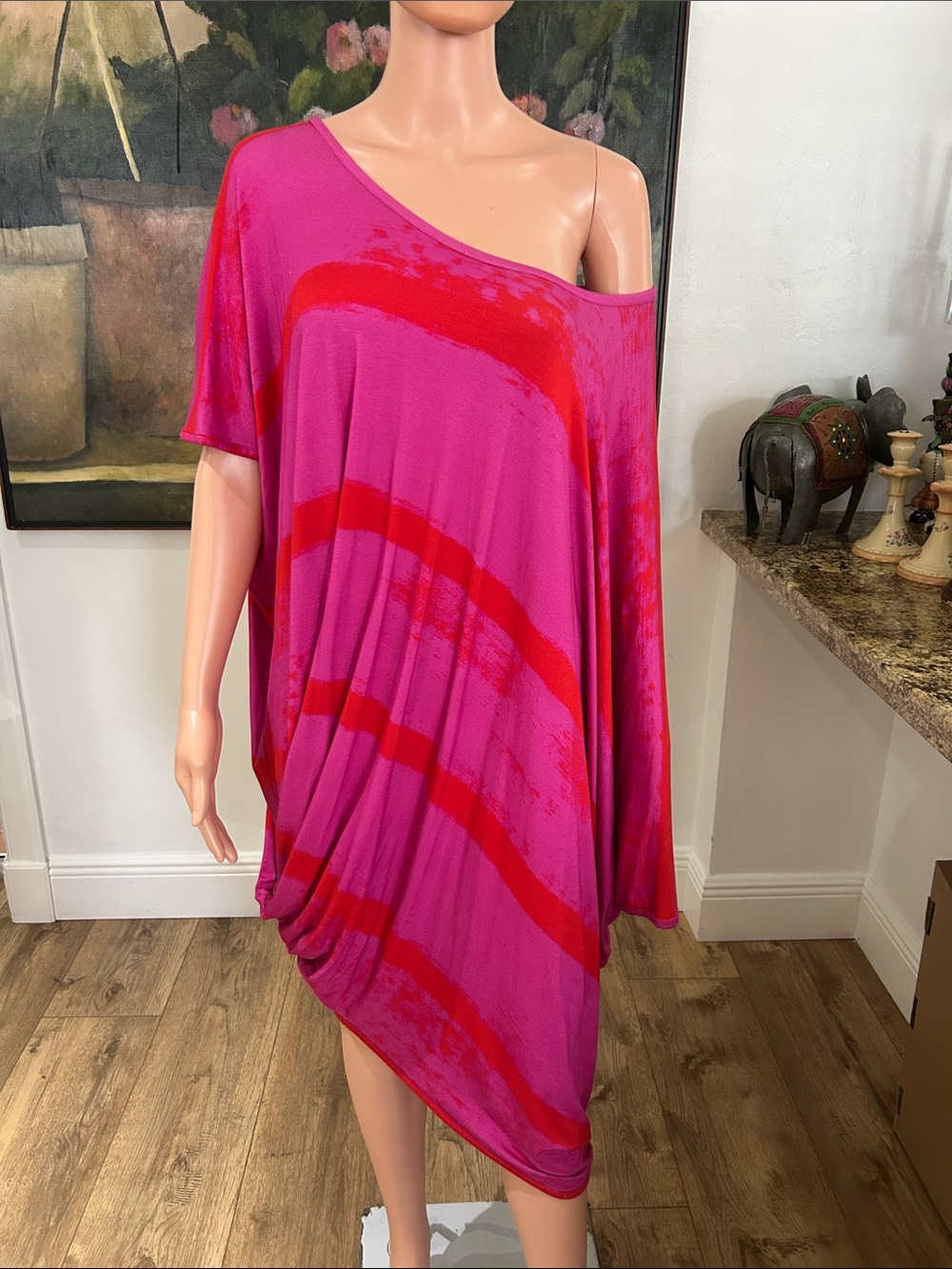 Vivienne Westwood Anglomania Vibrant Pink & Red Oversized Tunic Dress